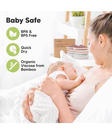 Organic Bamboo Nursing Breast Pads - 14 Washable Pads + Wash Bag - Breastfeeding Nipple Pad for Maternity - Reusable Nipplecovers for Breast Feeding (Lovelle  Large 4.8") Lovelle Large 4.8" - Buy Online on SooperMarket.com