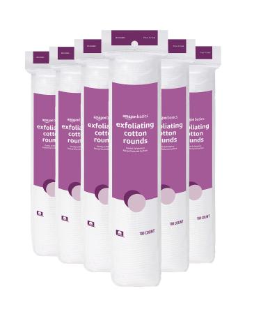 Amazon Basics Exfoliating Cotton Round, 100ct, 6-Pack (Previously Solimo)