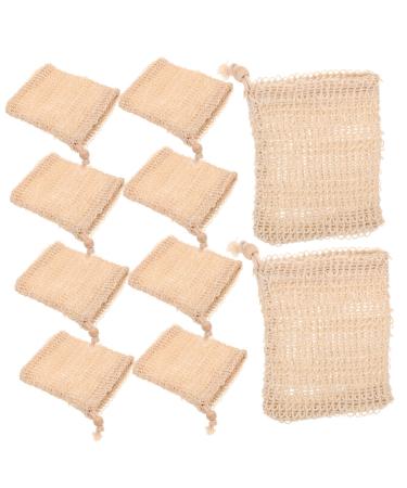 HAPINARY 10pcs Net Soap Foaming Soap Pouches Drawstring Soap Drawstring Sisal Ramie