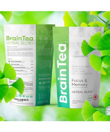 Organic Brain Tea with Gotu Kola, Ginkgo Biloba, Lion's Mane Mushroom & MCT - Memory & Focus Booster | Nootropic Tea - Buy Online on SooperMarket.com