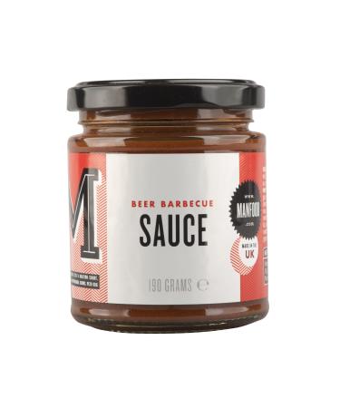 Manfood Beer Barbecue Sauce (190g) | Tangy and Glossy Sauce | Ideal as a Marinade or for Brushing on to Your Choice of Meat Tofu or Fish | No Artificial Colours or Flavourings | Made in the UK