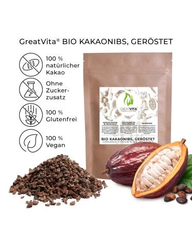 GreatVita Organic Cocoa Nibs 800g - Premium Roasted & Peeled Cocoa Beans from Peru | High-Fiber Topping for Healthy Recipes - Shop Internationally - Buy Online on SooperMarket.com