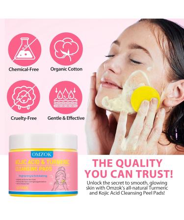 Turmeric Kojic Acid Cleansing Pads | Acne Scars & Pigmentation Treatment | Firming Facial Cleansing Pads | 50PCS for Clean Skin & Pore Care - Buy Online on SooperMarket.com