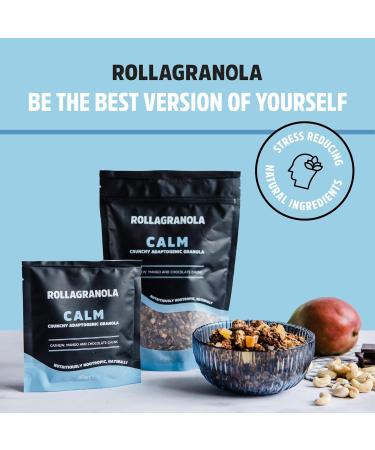 Rollagranola - Calm Cashew Mango & Chocolate Chunk Oat Granola 10 x 40g Serving Gluten Free & Suitable for a Vegan Diet Crunchy Adaptogenic Granola Nutritiously Nootropic Naturally - Buy Online on SooperMarket.com