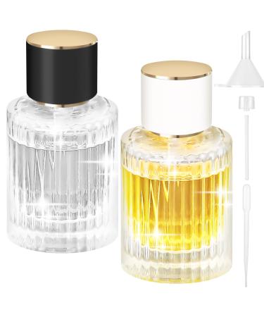 Ysimple 2Pcs 50ml Round Travel Perfume Glass Spray Bottle Refillable Perfume Atomiser Portable Clear Glass Empty Bottle Large Cosmetic Fine Mist Atomizer for Travel Perfume Replacement