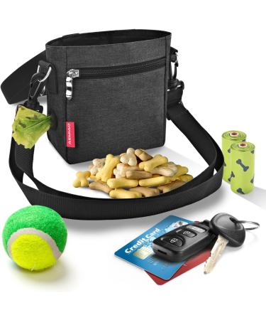 AEMIAO Dog Treat Pouch with Magnetic Closure & Poop Bags - Hands-Free Training Bag, Adjustable Belt - Dark Grey - Buy Online on SooperMarket.com