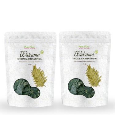 Wakame algae leaves organic dried (raw vegan) sea vegetables for wakame salad dashi broth miso soup algae salad - undaria pinnatifida brown algae - organic raw wild sead |Pureeraw 40g ( 2x 20g) Wakame (leaves) 2-pack standard