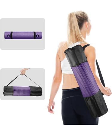 LFS 31.5 inch Hangable Yoga Mat - 10mm Extra Wide & Thick, Non-Slip Exercise Mat with Band & Yoga Bag - Purple - Buy Online on SooperMarket.com