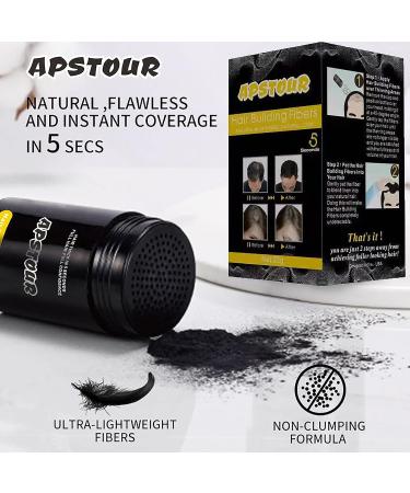 Apstour Hair Building Fibers - Instantly Conceals Hair Loss - Natural & Undetectable - 22g Black 01 - Buy Online on SooperMarket.com