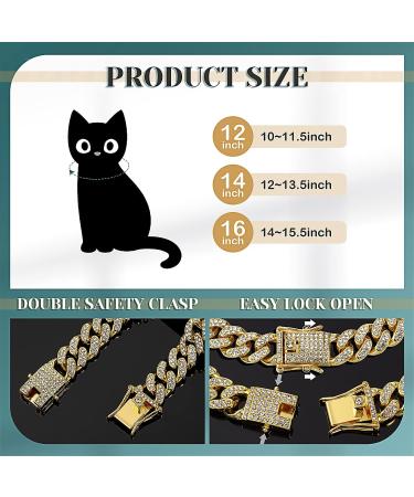 Gold Cat Dog Chain Collar & Sunglasses Set | Rhinestone Cuban Collar Chain | Retro Round Glasses for Pets | Cosplay Party Costume Props (12 Inch) - Buy Online on SooperMarket.com