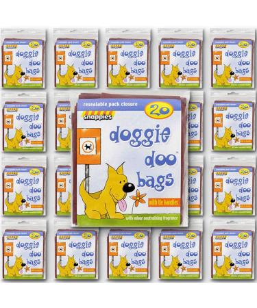 Snappies Tidy-Up Doggie Doo Bags with Tie Handles 20 Packs with 20 bags per pack