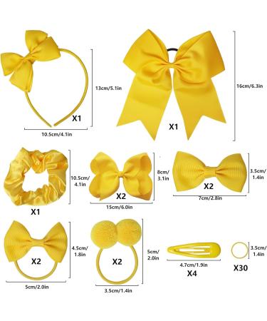 45Pcs Yellow School Girls Hair Accessories Kit - Bow Headband, Clips, Ponytail Holder - Birthday Gift Set for Girls - Buy Online on SooperMarket.com