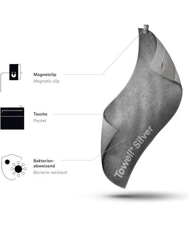 Buy Stryve Gym Towel+ Silver Gray - Antibacterial Anti-Slip Fitness Towel with Magnetic Clip & Bag 105x42.5 cm - Perfect for International Shipping - Buy Online on SooperMarket.com
