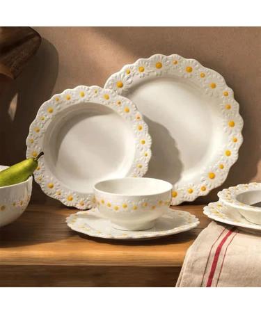 Dinnerware Dishes Plates Ceramic Embossed Dinner Plate Dinner Household Tableware Fruit Plate Dim Sum Plate Dinner Plate Baking Plate Kitchen Tableware Dinner Restaurant Family Party Plates (Size : 2 25cm - Buy Online on SooperMarket.com