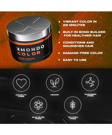 XMONDO Color Super Orange Hair Healing Semi Permanent Color - 8 Fl Oz Vegan Formula with Hyaluronic Acid, Vegetable Proteins, and Bond Building Technology - Buy Online on SooperMarket.com