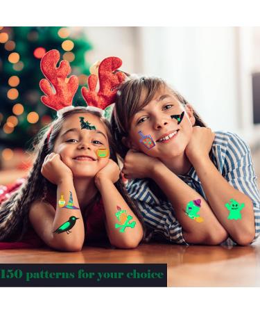 120 Styles Luminous Temporary Tattoos for Kids Party Supplies - Glow in the Dark Decorations & Birthday Favors - 20 Sheets Total with Halloween Stickers - Buy Online on SooperMarket.com