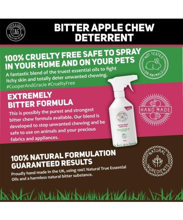 C&G Pets | No Chew Bitter Apple Spray for Dogs | Stop Dog Chewing Deterrent | Alcohol Free Anti Chew Repellent Formula for Puppies Cats Horses and Rodent Pets - Buy Online on SooperMarket.com