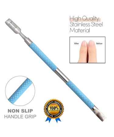 Krisp Beauty Dual Sided Cuticle Pusher - Surgical Grade Stainless Steel Manicure/Pedicure Tool Set for Nail Care - Blue - Buy Online on SooperMarket.com