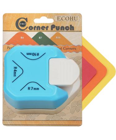 ECOHU Round Corner Punch  3 in 1-3 Way Corner Puncher Cutter for Paper Craft (R4mm+R7mm+R10mm) for Cutting Different Corners  DIY Projects  Card Making & Scrapbooking Coner Punch B