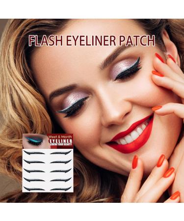 Stick On Glitter Eyeliner Strips | Instant -Adhesive Eyeliner Stencil Sparkle 5 Pairs Makeup Eyeliner Stickers Sticker Eyeliner for Party Eye Makeup Tool Eyeliner Tool Bukisa silver (five pairs) - Buy Online on SooperMarket.com