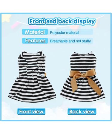 Elegant Petcute Dog Dress - Summer Tutu for Little Dogs with Bowknot & Flower Design | XS Black & White Stripes - Buy Online on SooperMarket.com