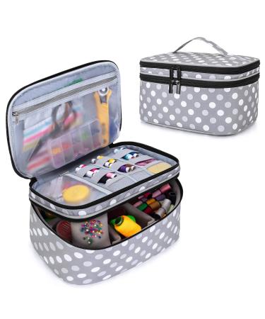 Luxja Double-Layer Sewing Accessories Organizer  Sewing Supplies Organizer for Needles  Thread  Scissors  Measuring Tape and Other Sewing Tools  Large/Polka Dots Large Polka Dots