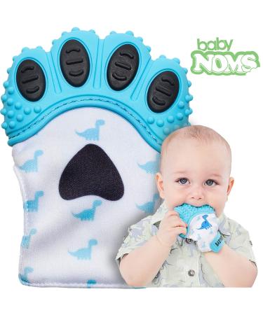 BabyNoms Teething Mitten - Dino Blue | Safe Silicone Teething Toy for Self-Soothing Relief - Buy Online on SooperMarket.com