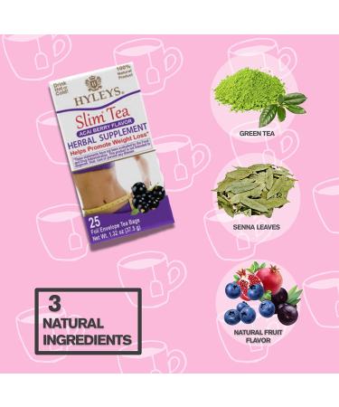 Hyleys Acai Berry Slim Tea - 25 Foil Envelope Tea Bags (0.05 oz each) | Weight Loss & Detox - Buy Online on SooperMarket.com