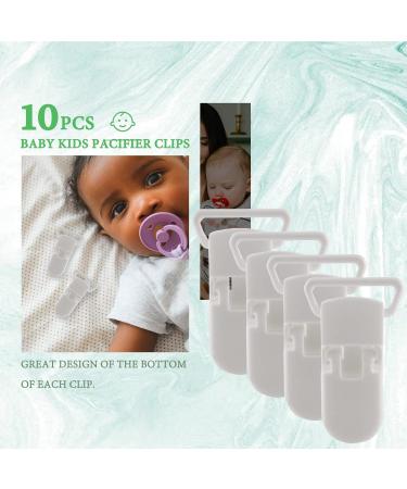 10Pcs Rahl Baby Kids T-Shape Plastic Pacifier Clips - Soother Dummy Holders in White | International Shipping Available - Buy Online on SooperMarket.com