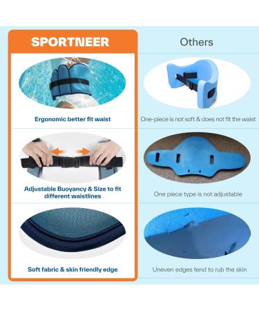 Sportneer Swim Belt - Aqua Floatation Aid for Water Aerobics & Fitness - Dark Blue - Buy Online on SooperMarket.com