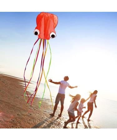 HENGDA KITE: Large Easy Flyer Octopus Kite for Kids - 31 Inches Wide - Perfect for Beach or Park - Orange & Purple - Buy Online on SooperMarket.com