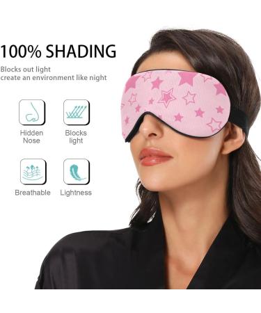 Haskirky Light Blocking Eye Mask - Breathable & Adjustable for Adults | Ideal for Travel, Yoga, Meditation & Office - Pink Stars - Buy Online on SooperMarket.com