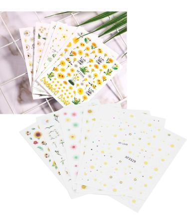 Nail Art Stickers Water Transfer DIY Nail Decals Sunflower and Small Daisy Colorful Transfer Watermark Nail Stickers for Nails Design Manicure Tips Decor - Buy Online on SooperMarket.com