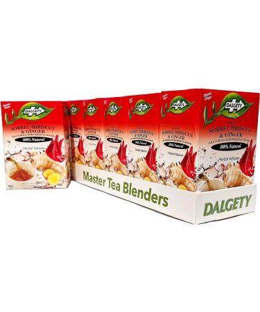 Dalgety Sorrel/Hibiscus & Ginger Herbal Infusion 6x45g Cartons (6 Pack) 100% Natural Caffeine-Free Tea (Total 108 Teabags) Our Delicious Tea Builds the Immune System Fights Fatigue & Boosts Energy