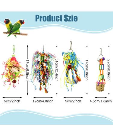 Pinenuts 4 Pack Bird Shredding Budgies Toys Parrots Chewing Hanging Foraging Toys Parrot Cage Shredder Toys Birds Cage Accessories for Small Parrots Parakeets Conures Love Birds Finches - Buy Online on SooperMarket.com