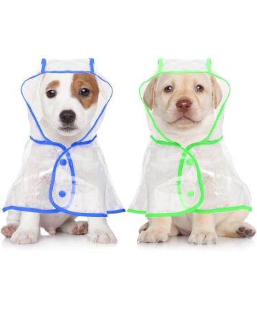 2 Piece Clear Pet Dog Raincoat Hooded Rain Jacket for Small Medium Dogs - Blue/Green S - Buy Online on SooperMarket.com