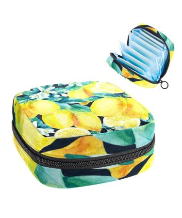 Lemon Tropical Sanitary Napkin Storage Bag Feminine Menstrual Cup Pouches Nursing Pad Holder Tampon Bags Portable Period Bag for Women Teen Girls 1Pcs Multi-colored 4