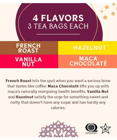 Teeccino Herbal Tea Sampler â€“ 4 Caffeine-Free Flavors, 12 Tea Bags (2.54 oz) - Buy Online on SooperMarket.com