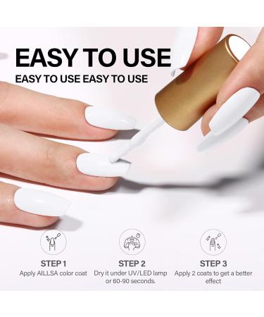 AILLSA White Gel Nail Polish 15 ML - Long Lasting UV Gel Varnish for DIY Manicure at Home - Buy Online on SooperMarket.com