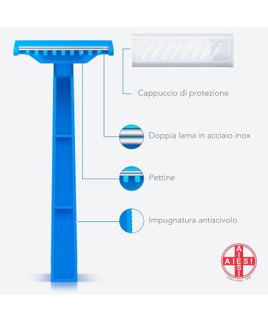 AIESI Disposable Razors - 2 Blades Non-Sterile (Pack of 100) | Ideal for Travel & Personal Care International Shipping Available - Buy Online on SooperMarket.com