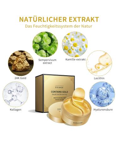 60 PCS 24K Gold Gel Eye Pads - Anti-Aging Dark Circles Puffiness Relief | Hydrating Collagen Eye Mask - Buy Online on SooperMarket.com