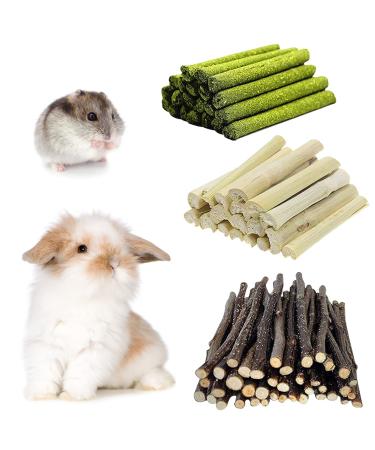 Hutvd rabbits toy toys 3 types hamster chewing teeth grind toys with apple sticks Timothy hay sticks and bamboo for rabbits hamsters guinea pigs chinchilla treats+ hay sticks+ bamboo