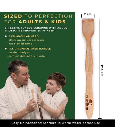 Neem Wood Tongue Cleaner | Organic Handmade Tongue Scraper Stick for Oral Care | Pack of 2 - Buy Online on SooperMarket.com