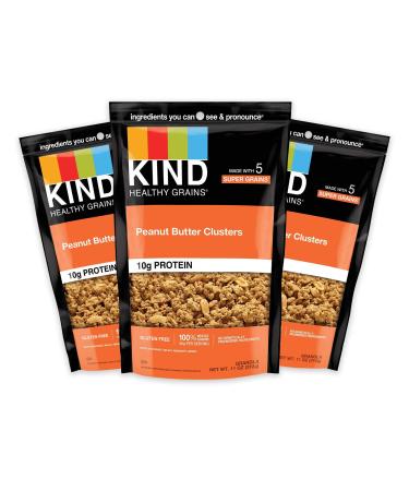KIND Healthy Grains Clusters Peanut Butter Whole Grain Granola 10g Protein Gluten Free 11 Ounce (Pack of 3)