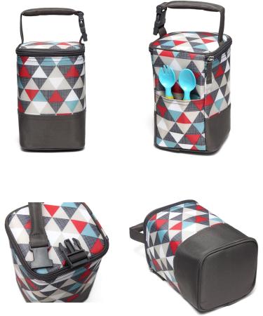 LCY Insulated Baby Bottle Cooler Bag | Holds 4 Bottles | Colorful Triangles | Hanging Strap Included - Buy Online on SooperMarket.com