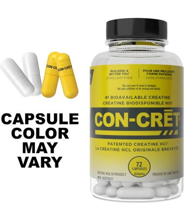 CON-CRET Creatine HCl Capsules | Muscle Cognitive Cellular Energy Support | No Bloating or Cramps | Strength & Endurance | Creatine Pills (72 Count) - Buy Online on SooperMarket.com