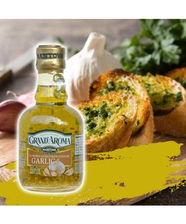 Mantova GrandAroma Garlic Flavored Extra Virgin Olive Oil - 100% Natural, Heart-Healthy Italian Cooking Oil for Salad, Pasta, Garlic Bread, Meats - 8.5 oz (Pack of 2) - Buy Online on SooperMarket.com