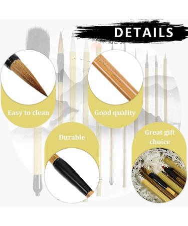 11 Pcs Chinese Calligraphy Brushes Set with Bamboo Holder - Japanese Style Sumi Painting Brushes for Kanji Art - Buy Online on SooperMarket.com