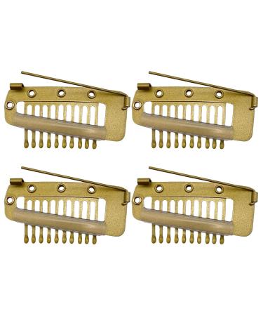 4 Gold Hair Extension Clamps - Metal Wig Clinging Snap Wing Brackets with 10 Teeth for Women's Hair Extensions - Buy Online on SooperMarket.com