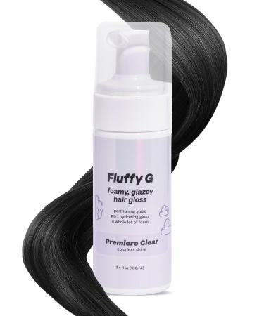 Fluffy G Hair Gloss by Hally Hair (Clear) - 3.4 fl oz - Hair Glaze for Color-Treated Fine Dry & Frizzy Hair - High Shine Shiny Hair Products for Vibrant Fluffy & Fuller-Looking Hair Premiere Clear